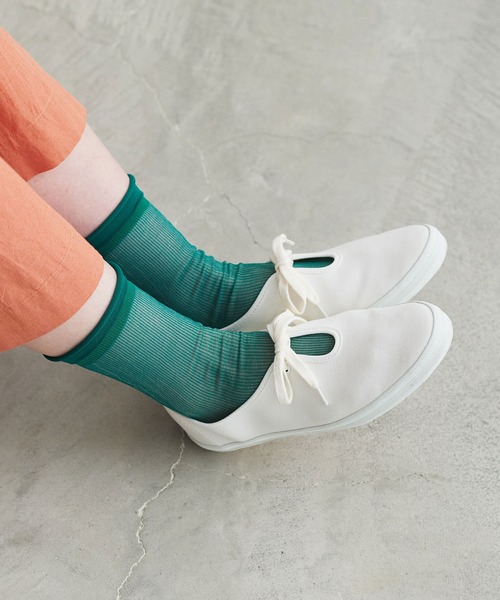 chambre de charme（シャンブルドゥシャーム）の「cdc　すかしリブ編みソックス（ソックス/靴下・レディース・ホワイト/パープル/グリーン・FREE）」の9枚目の写真