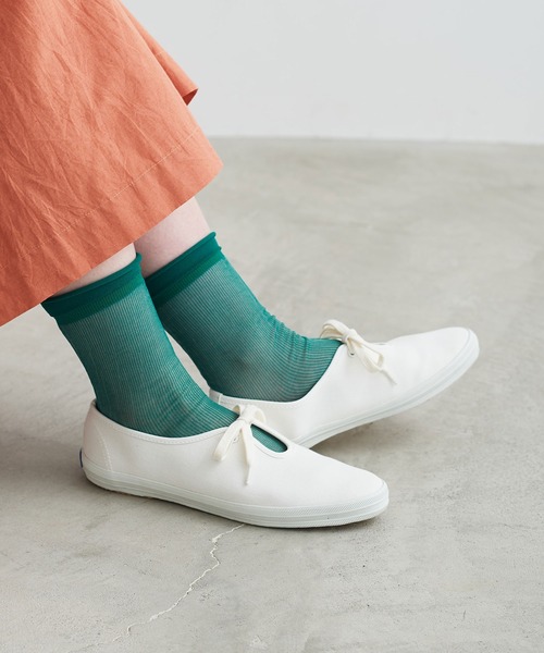 chambre de charme（シャンブルドゥシャーム）の「cdc　すかしリブ編みソックス（ソックス/靴下・レディース・ホワイト/パープル/グリーン・FREE）」の10枚目の写真