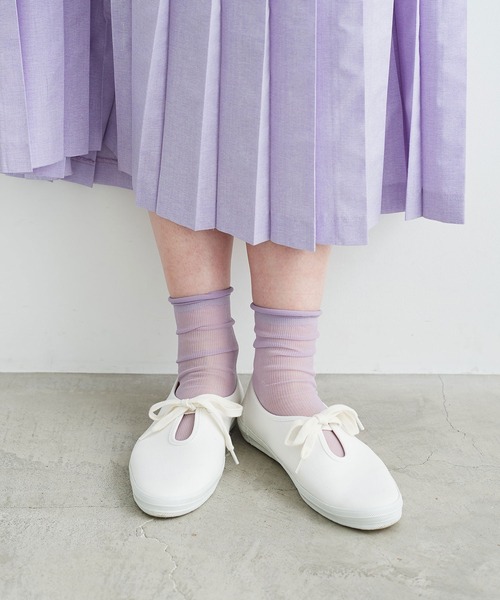 chambre de charme（シャンブルドゥシャーム）の「cdc　すかしリブ編みソックス（ソックス/靴下・レディース・ホワイト/パープル/グリーン・FREE）」の12枚目の写真