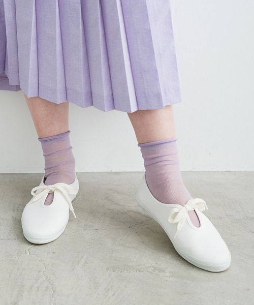 chambre de charme（シャンブルドゥシャーム）の「cdc　すかしリブ編みソックス（ソックス/靴下・レディース・ホワイト/パープル/グリーン・FREE）」の13枚目の写真