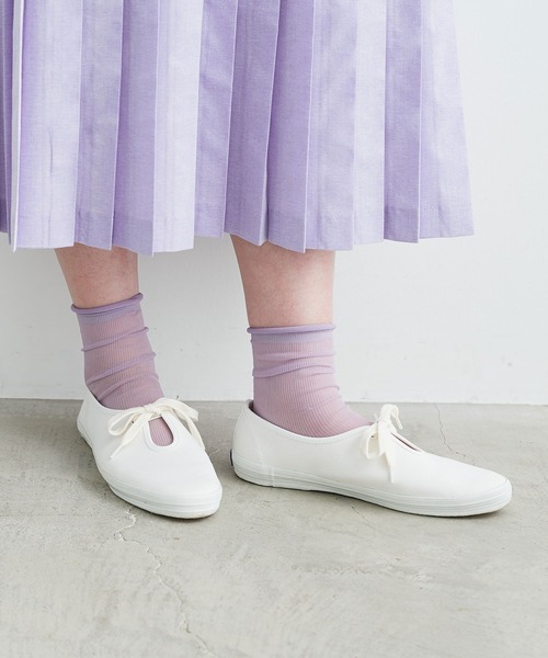 chambre de charme（シャンブルドゥシャーム）の「cdc　すかしリブ編みソックス（ソックス/靴下・レディース・ホワイト/パープル/グリーン・FREE）」の14枚目の写真