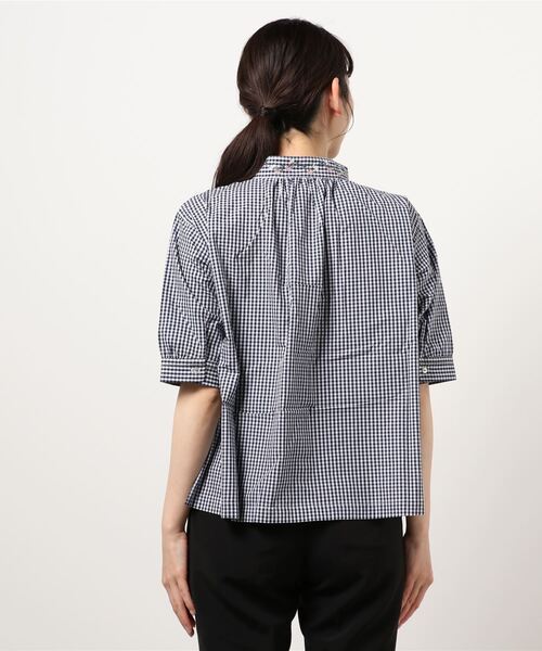 POU DOU DOU（プードゥドゥ）の「5分袖スタンド刺繍襟ブラウス（シャツ/ブラウス・レディース・ネイビー/オフホワイト/ブラック・3）」の12枚目の写真