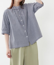 POU DOU DOU | 5分袖スタンド刺繍襟ブラウス(シャツ/ブラウス)