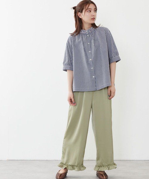 POU DOU DOU（プードゥドゥ）の「5分袖スタンド刺繍襟ブラウス（シャツ/ブラウス・レディース・ネイビー/オフホワイト/ブラック・3）」の16枚目の写真