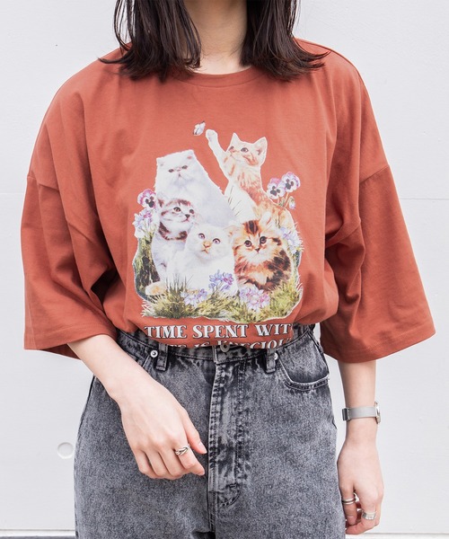 PairPair（ペアペア）の「CATプリントTシャツ(ユニセックス)（Tシャツ/カットソー・レディース・ブラック/アイボリー/ブルー系その他/レッド系その他・FREE）」の11枚目の写真