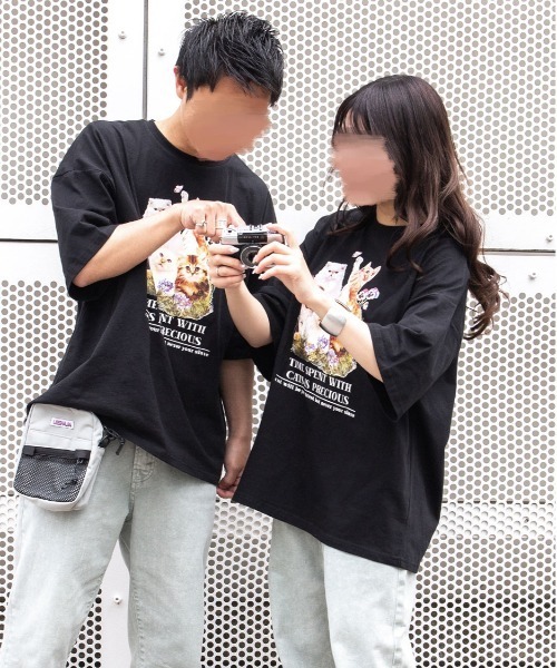 PairPair（ペアペア）の「CATプリントTシャツ(ユニセックス)（Tシャツ/カットソー・レディース・ブラック/アイボリー/ブルー系その他/レッド系その他・FREE）」の8枚目の写真