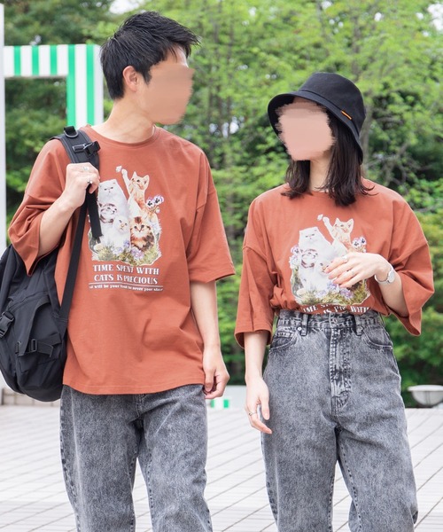 PairPair（ペアペア）の「CATプリントTシャツ(ユニセックス)（Tシャツ/カットソー・レディース・ブラック/アイボリー/ブルー系その他/レッド系その他・FREE）」の7枚目の写真