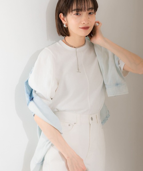 KBF（ケイビーエフ）の「アーモンドスリーブTシャツ（Tシャツ/カットソー・レディース・ホワイト/ラベンダー/グリーン/ブラウン・ONE）」の20枚目の写真