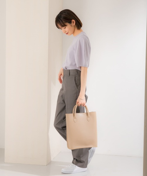 KBF（ケイビーエフ）の「アーモンドスリーブTシャツ（Tシャツ/カットソー・レディース・ホワイト/ラベンダー/グリーン/ブラウン・ONE）」の8枚目の写真