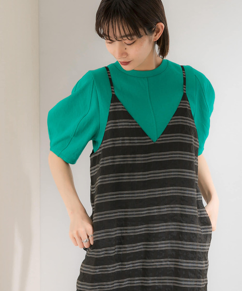 KBF（ケイビーエフ）の「アーモンドスリーブTシャツ（Tシャツ/カットソー・レディース・ホワイト/ラベンダー/グリーン/ブラウン・ONE）」の11枚目の写真