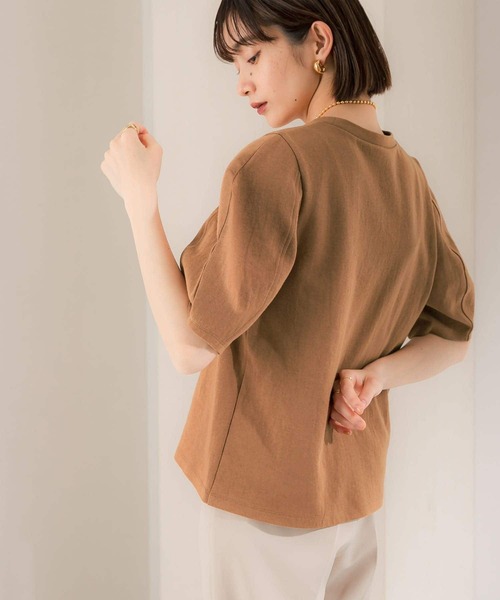 KBF（ケイビーエフ）の「アーモンドスリーブTシャツ（Tシャツ/カットソー・レディース・ホワイト/ラベンダー/グリーン/ブラウン・ONE）」の6枚目の写真