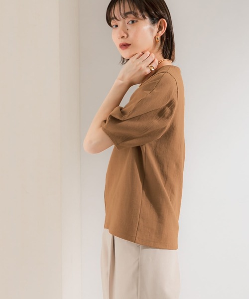 KBF（ケイビーエフ）の「アーモンドスリーブTシャツ（Tシャツ/カットソー・レディース・ホワイト/ラベンダー/グリーン/ブラウン・ONE）」の18枚目の写真