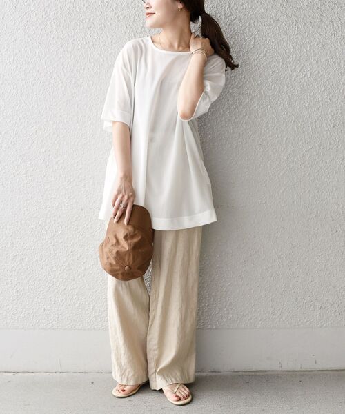 SHIPS Days(シップスデイズ)の「SHIPS Days:ジャージーバックギャザーTee◇(Tシャツ/カットソー・レディース・ホワイト/ブラウン/イエロー・ONE SIZE)」の12枚目の写真