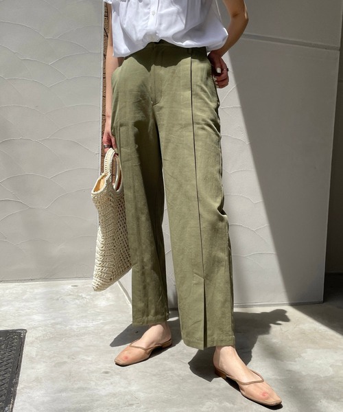 CAPRICIEUX LE'MAGE（カプリシューレマージュ）の「フロントタックパンツ（その他パンツ・レディース・カーキ/ブラック・38/36）」の2枚目の写真