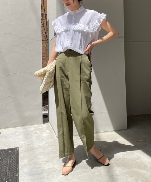 CAPRICIEUX LE'MAGE（カプリシューレマージュ）の「フロントタックパンツ（その他パンツ・レディース・カーキ/ブラック・38/36）」の15枚目の写真