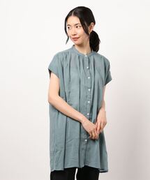 earth music&ecology | コットン楊柳バンドカラーチュニック ＊(Tシャツ/カットソー)