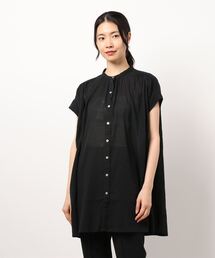 earth music&ecology | コットン楊柳バンドカラーチュニック ＊(Tシャツ/カットソー)