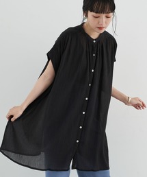 earth music&ecology | コットン楊柳バンドカラーチュニック ＊(Tシャツ/カットソー)