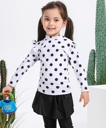 TeddyShop | キッズ水着 長袖フローラル柄トップス+スカート付きレギンス 上下2点セット(水着)