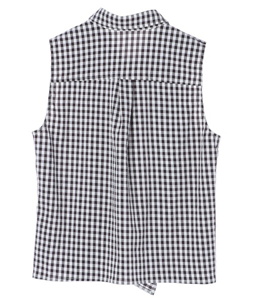 DURAS（デュラス）の「アシンメトリーフリルノースリトップ（シャツ/ブラウス・レディース・ホワイト/ブラック/チェック・FREE）」の5枚目の写真