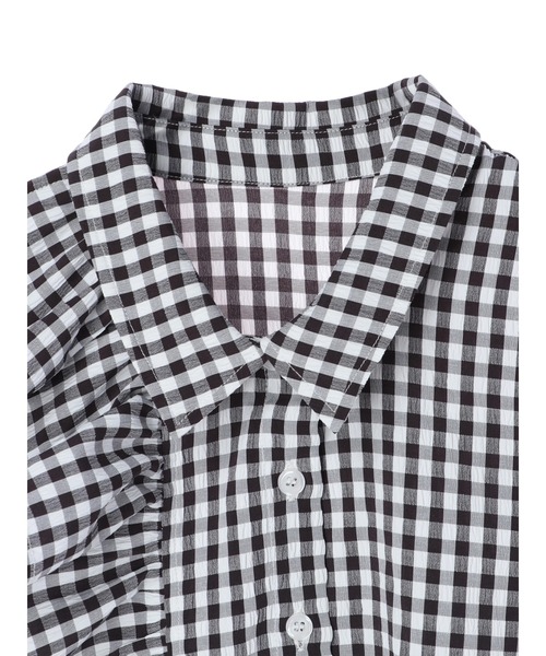 DURAS（デュラス）の「アシンメトリーフリルノースリトップ（シャツ/ブラウス・レディース・ホワイト/ブラック/チェック・FREE）」の6枚目の写真