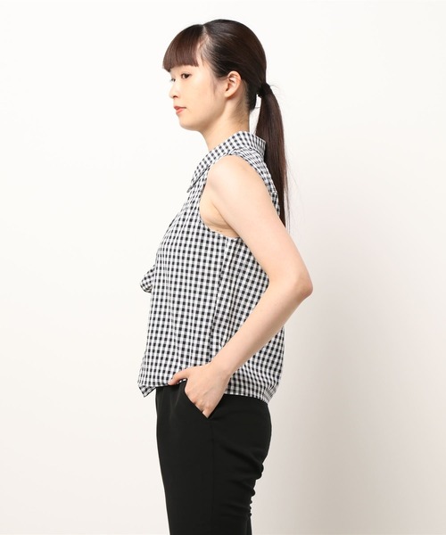 DURAS（デュラス）の「アシンメトリーフリルノースリトップ（シャツ/ブラウス・レディース・ホワイト/ブラック/チェック・FREE）」の15枚目の写真