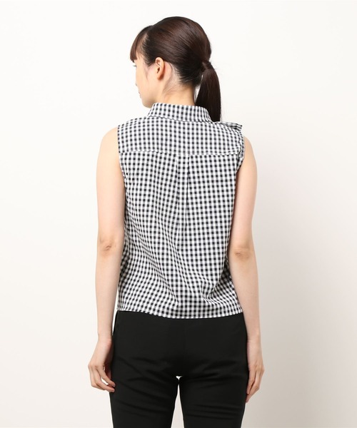 DURAS（デュラス）の「アシンメトリーフリルノースリトップ（シャツ/ブラウス・レディース・ホワイト/ブラック/チェック・FREE）」の14枚目の写真