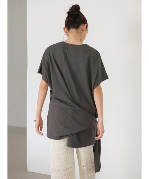 AMERICAN HOLIC（アメリカンホリック）の「リボンディティールカットプルオーバー（Tシャツ/カットソー・レディース・チャコールグレー/オフホワイト/カーキ/キャメル・FREE）」の12枚目の写真