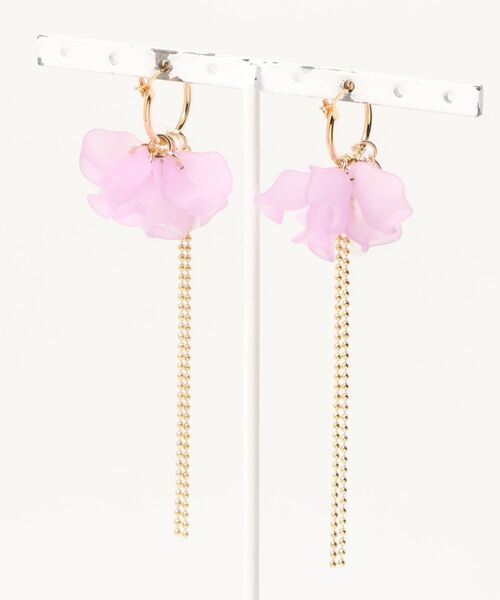 tone(トーン)の「【Sunny days】petal bubble hoop pierce(ピアス(両耳用)・レディース・パープル/ホワイト・FREE)」の3枚目の写真