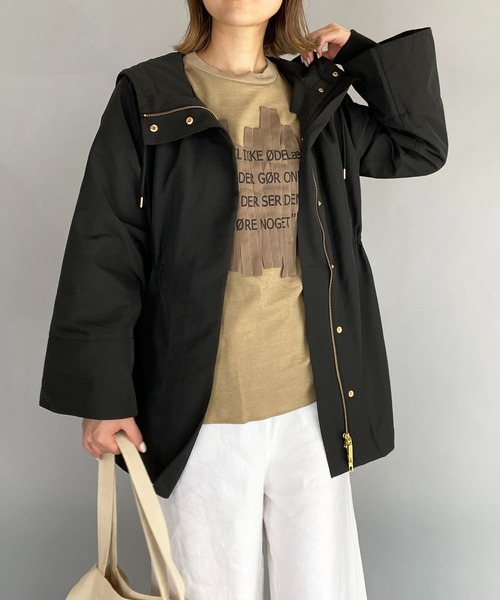 PICCIN（ピッチン）の「ウエストゴム入り袖リブマウンテンパーカー（マウンテンパーカー・レディース・ブラック/ベージュ/グリーン系その他・M）」の4枚目の写真