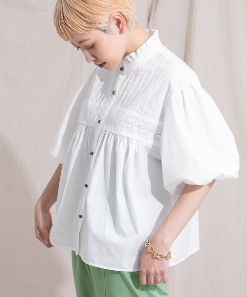 kutir（クティール）の「フリルネックブラウス（シャツ/ブラウス・レディース・ホワイト/ブラック・FREE）」の6枚目の写真