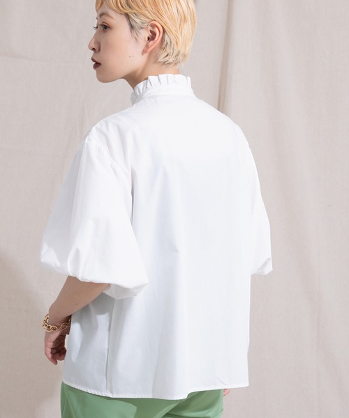 kutir（クティール）の「フリルネックブラウス（シャツ/ブラウス・レディース・ホワイト/ブラック・FREE）」の3枚目の写真