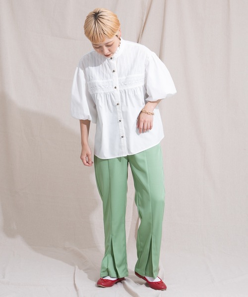 kutir（クティール）の「フリルネックブラウス（シャツ/ブラウス・レディース・ホワイト/ブラック・FREE）」の9枚目の写真