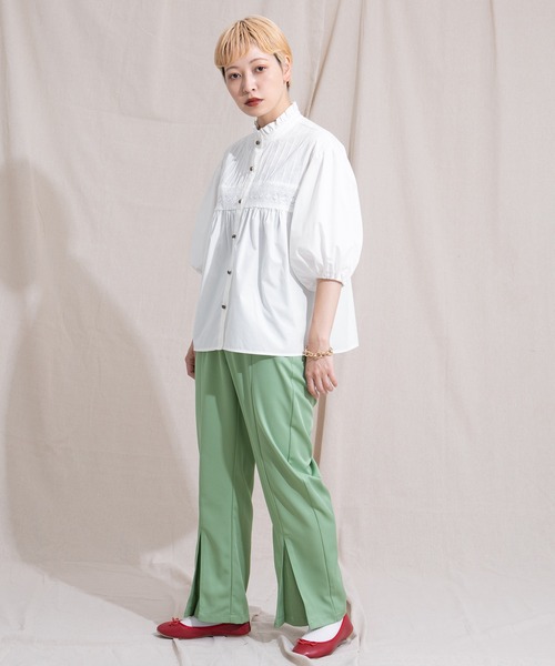 kutir（クティール）の「フリルネックブラウス（シャツ/ブラウス・レディース・ホワイト/ブラック・FREE）」の11枚目の写真