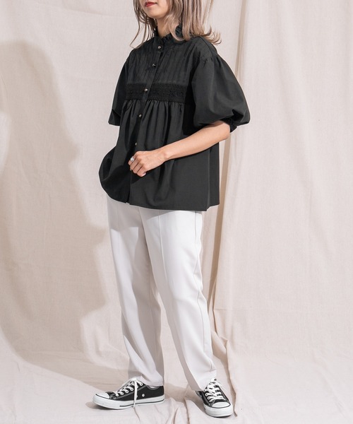 kutir（クティール）の「フリルネックブラウス（シャツ/ブラウス・レディース・ホワイト/ブラック・FREE）」の7枚目の写真