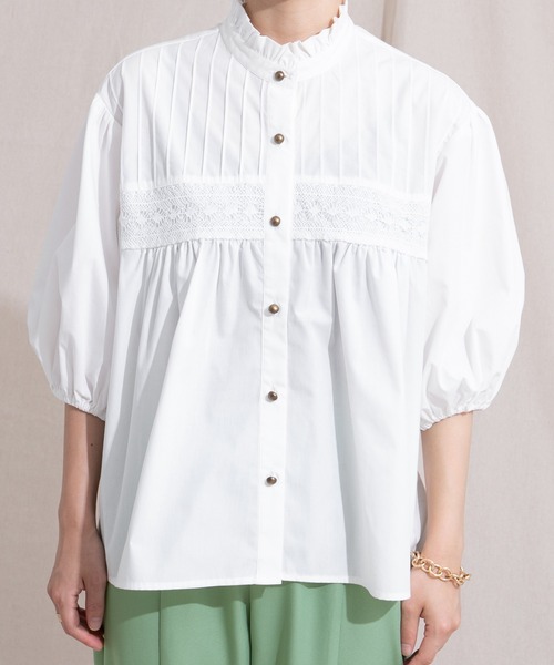 kutir（クティール）の「フリルネックブラウス（シャツ/ブラウス・レディース・ホワイト/ブラック・FREE）」の10枚目の写真