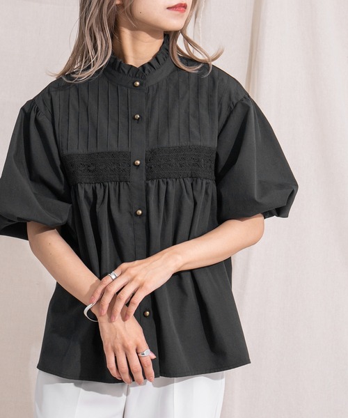 kutir（クティール）の「フリルネックブラウス（シャツ/ブラウス・レディース・ホワイト/ブラック・FREE）」の19枚目の写真