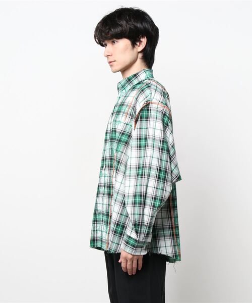 A4A（エーフォーエー）の「A4A/エーフォーエー/切替ネルシャツ（シャツ/ブラウス・メンズ・レッド/グリーン/ブルー・FREE）」の4枚目の写真