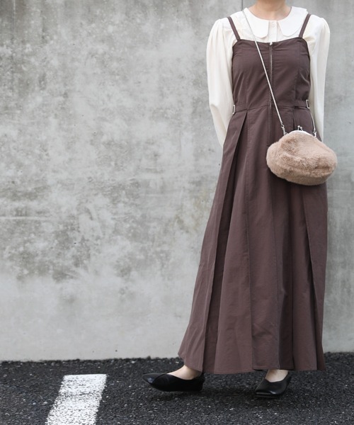 sakishimatokyo（サキシマトーキョー）の「【ZOZO限定】サキシマamp「シャーリングBOXプリーツジャンスカ」（ジャンパースカート・レディース・ブラック/カーキ/ボルドー・FREE）」の3枚目の写真