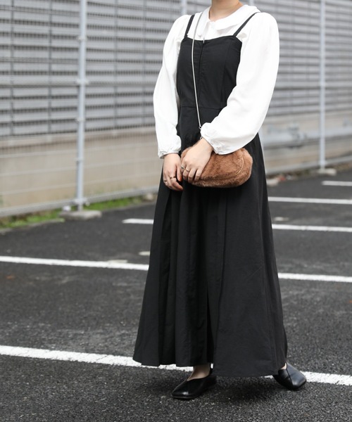 sakishimatokyo（サキシマトーキョー）の「【ZOZO限定】サキシマamp「シャーリングBOXプリーツジャンスカ」（ジャンパースカート・レディース・ブラック/カーキ/ボルドー・FREE）」の5枚目の写真
