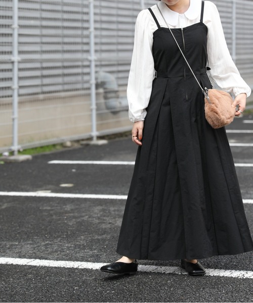 sakishimatokyo（サキシマトーキョー）の「【ZOZO限定】サキシマamp「シャーリングBOXプリーツジャンスカ」（ジャンパースカート・レディース・ブラック/カーキ/ボルドー・FREE）」の7枚目の写真