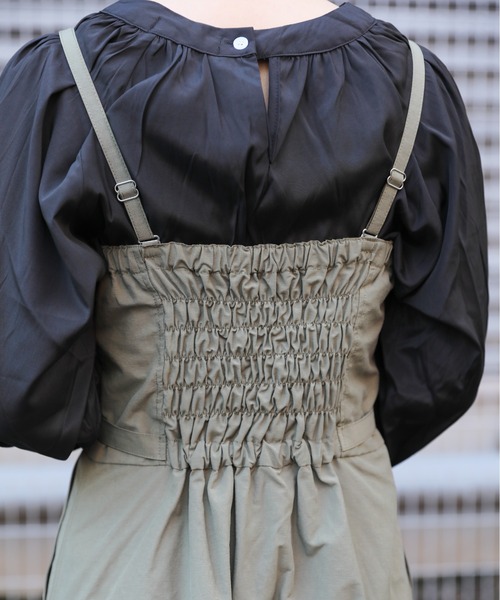 sakishimatokyo（サキシマトーキョー）の「【ZOZO限定】サキシマamp「シャーリングBOXプリーツジャンスカ」（ジャンパースカート・レディース・ブラック/カーキ/ボルドー・FREE）」の12枚目の写真