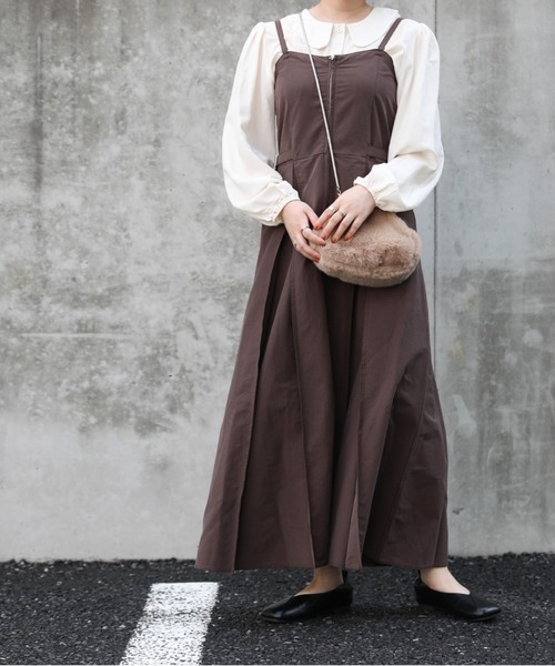 sakishimatokyo（サキシマトーキョー）の「【ZOZO限定】サキシマamp「シャーリングBOXプリーツジャンスカ」（ジャンパースカート・レディース・ブラック/カーキ/ボルドー・FREE）」の9枚目の写真
