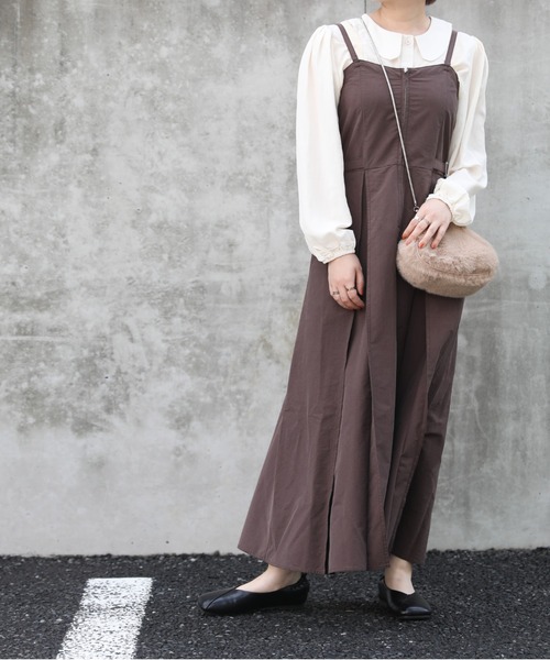 sakishimatokyo（サキシマトーキョー）の「【ZOZO限定】サキシマamp「シャーリングBOXプリーツジャンスカ」（ジャンパースカート・レディース・ブラック/カーキ/ボルドー・FREE）」の6枚目の写真