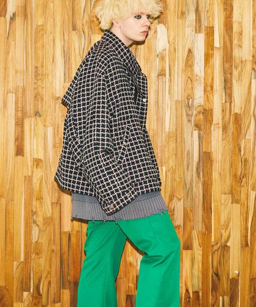 MAISON SPECIAL（メゾンスペシャル）の「《ユニセックスアイテム》ハウンドトゥースオリジナルジャガードプライムオーバーショートモッズブルゾン 【MAISON SPECIAL/メゾンスペシャル】（ブルゾン・メンズ・オフホワイト/ピンク・1/2）」の10枚目の写真