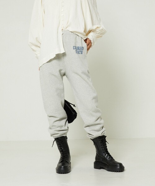 FREAK'S STORE（フリークスストア）の「HEAVYスウェットロゴパンツ（スウェットパンツ・レディース・グリーン/オフホワイト/ライトグレー/インディゴブルー・ﾌﾘ-）」の3枚目の写真