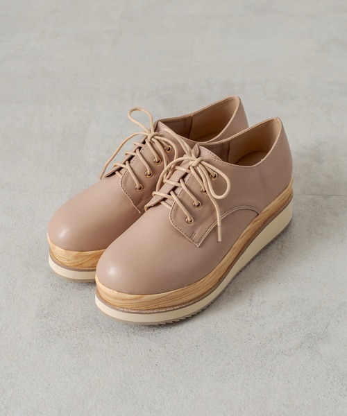 OLIVE des OLIVE（オリーブデオリーブ）の「ダブルソールレースアップシューズ（その他シューズ・レディース・ブラック/ベージュ/オフホワイト・SMALL/MEDIUM/LARGE）」の3枚目の写真