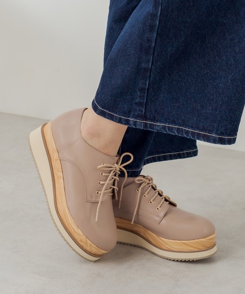 OLIVE des OLIVE（オリーブデオリーブ）の「ダブルソールレースアップシューズ（その他シューズ・レディース・ブラック/ベージュ/オフホワイト・SMALL/MEDIUM/LARGE）」の10枚目の写真