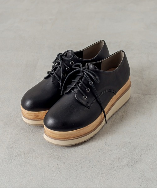 OLIVE des OLIVE（オリーブデオリーブ）の「ダブルソールレースアップシューズ（その他シューズ・レディース・ブラック/ベージュ/オフホワイト・SMALL/MEDIUM/LARGE）」の9枚目の写真