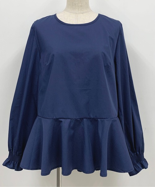 PICCIN（ピッチン）の「袖シャーリング裾フレアーブラウス（シャツ/ブラウス・レディース・ブラック/ネイビー/チェリーピンク・M）」の22枚目の写真